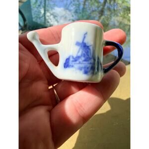 Vintage Delft Style Miniature Pitcher Windmill Creamer Holland Hand Painted